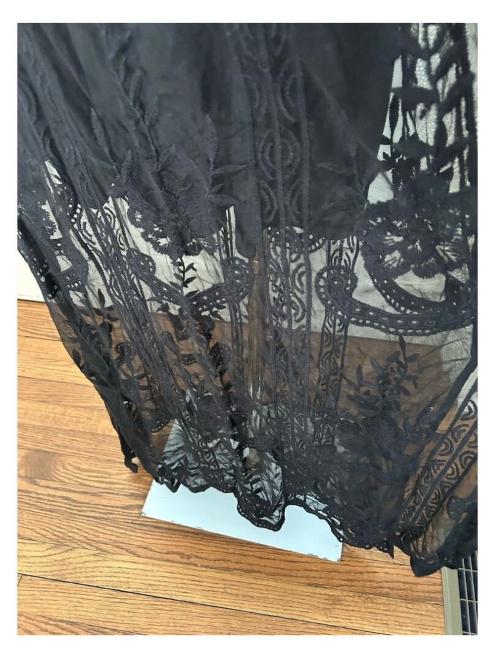 Altar'd State Black Sheer Lace Maxi Dress with V-Neck - Picture 3 of 11